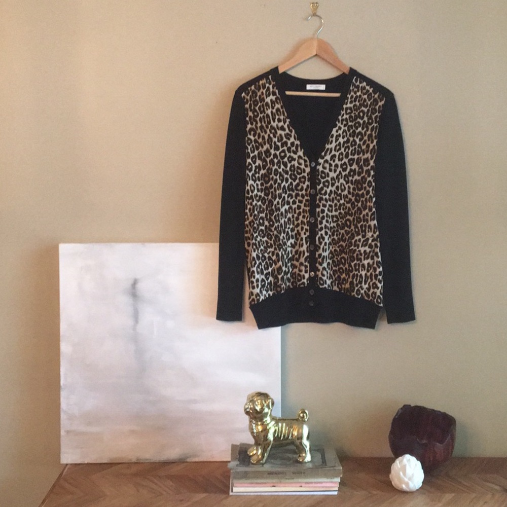 Equipment Femme, animal print cardigan sweater